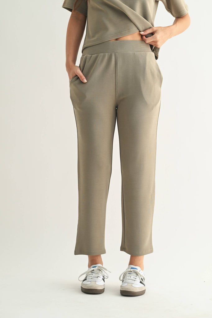 Laguna Soft Drape Cropped Pants: WARM GREY