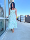 Floral Smocked Midi Dress - Dusty Mint
