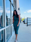 Sleeveless Midi Dress in Dark Green