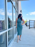 Sleeveless Midi Dress in Dark Green