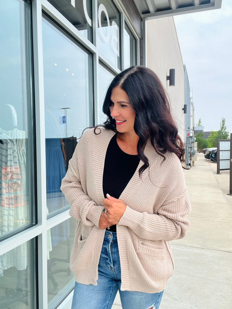 Chunky Ribbed Raw Seam Cardi - Natural