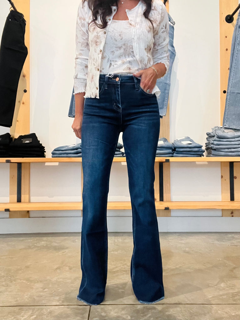 Loververt High Rise Raw Hem Bootcut Jeans