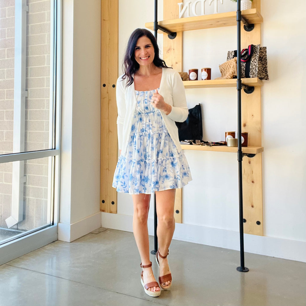 Floral Tie Back Tiered Mini Dress