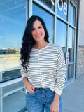 Stripe Button Down Cardigan - Cream