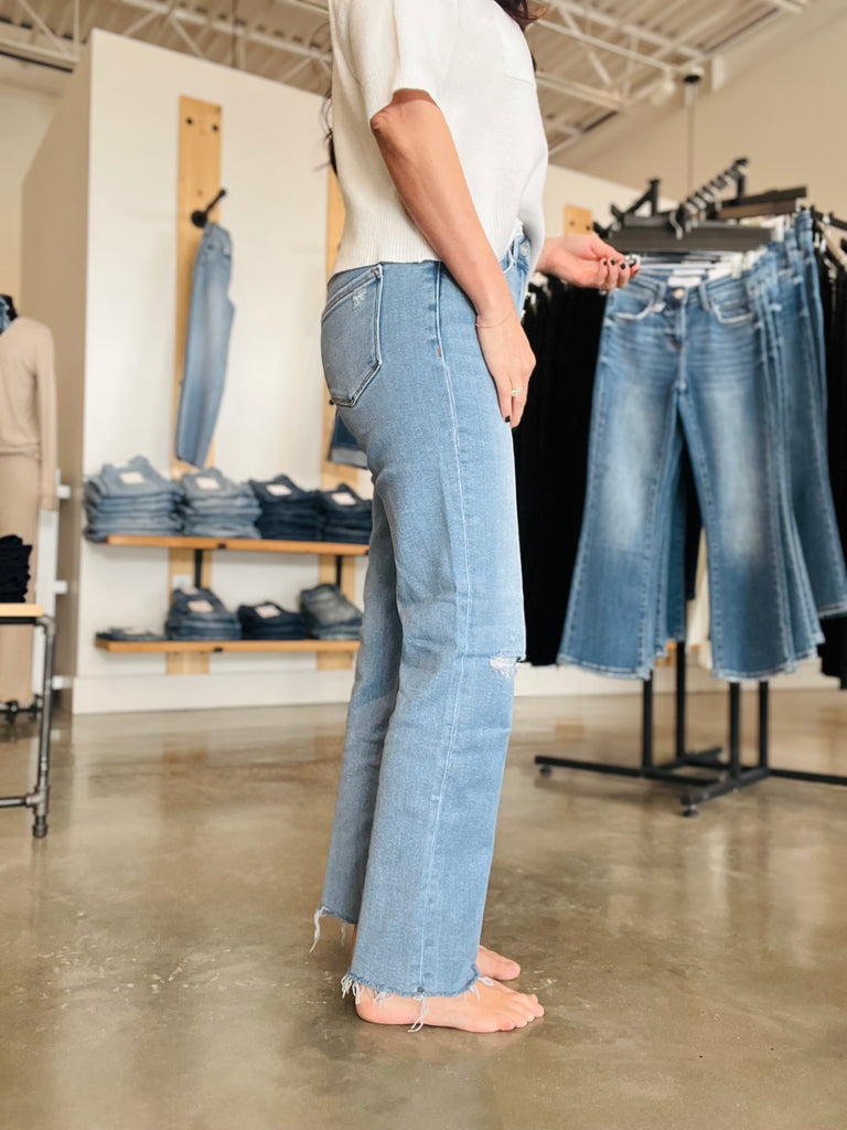 Vervet High Rise Distressed Raw Hem Straight
