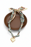 Handcrafted Scarf Interchangeable Charm Necklace - Gold Heart/Tan Scarf