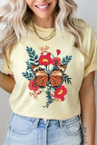 Butterfly Wild Flowers Comfort Colors Tee: Butter