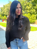 Crochet Crew Neck Sweater - Black