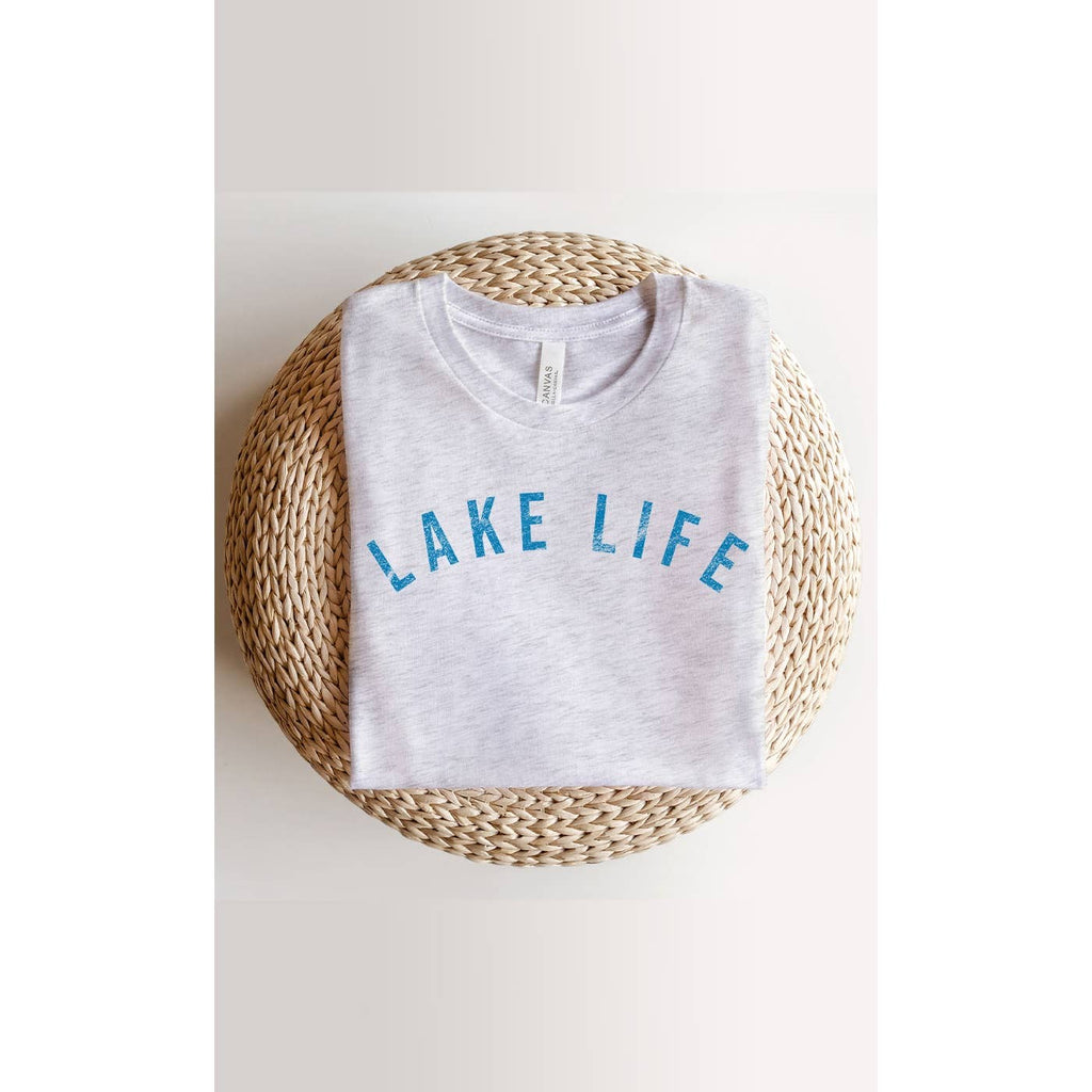 Retro Lake Life Graphic Tee: ASH GRAY
