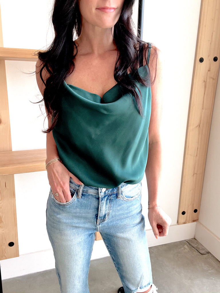 Spaghetti Strap Cowl Neck Bodysuit