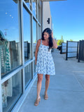 Stripe Floral Tiered Mini Dress