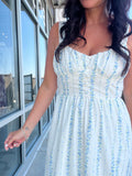 Floral Stripe Button Detail Maxi Dress