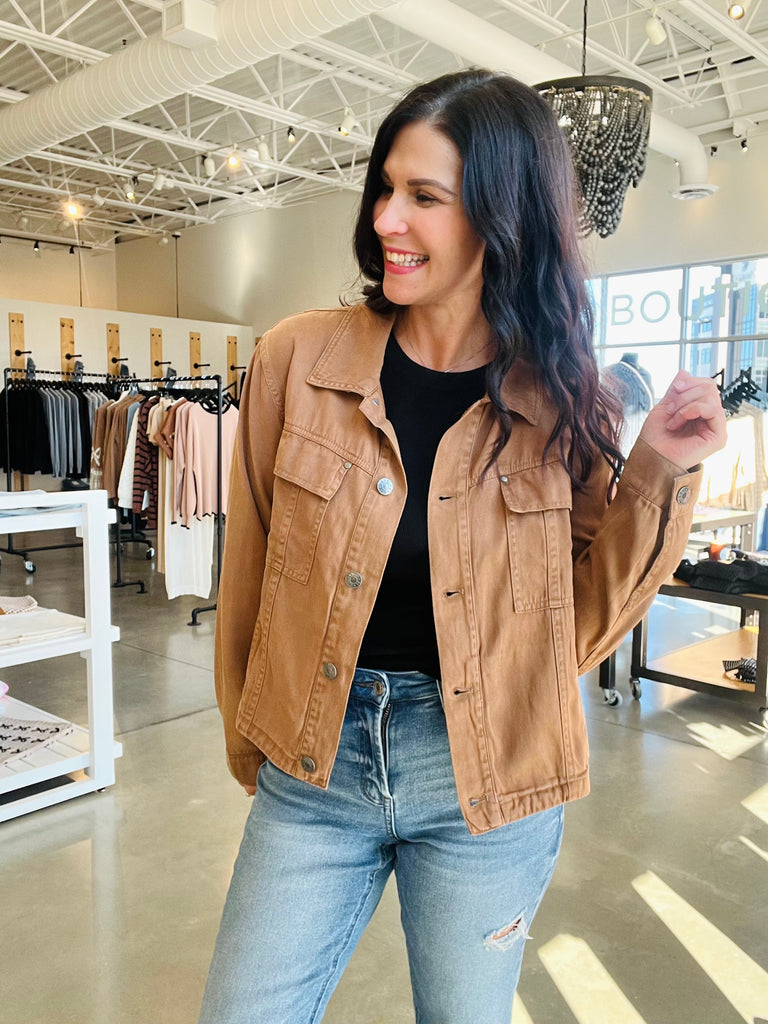 Tencel Button Up Jacket - Clay