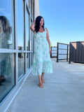 Floral Smocked Midi Dress - Dusty Mint