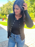 Snap Button Down Cardi - Black