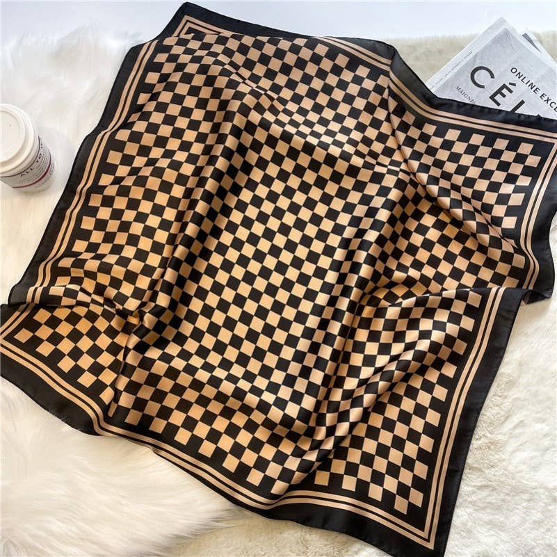 LARGE CHECKER PRINT BANDANA SCARF
