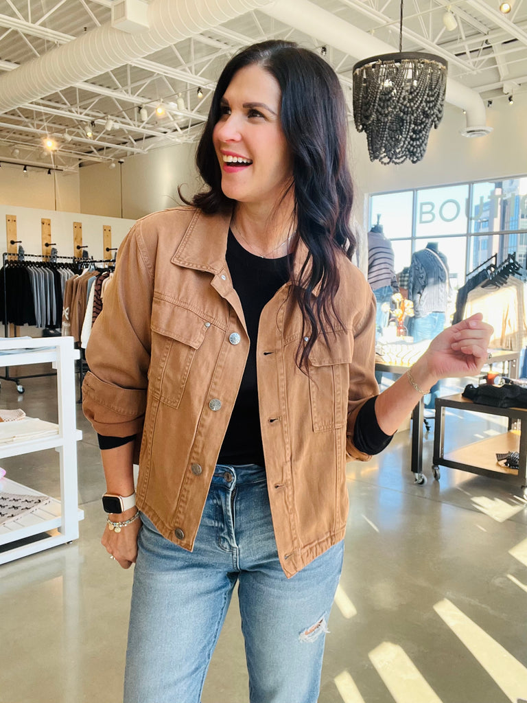 Tencel Button Up Jacket - Clay