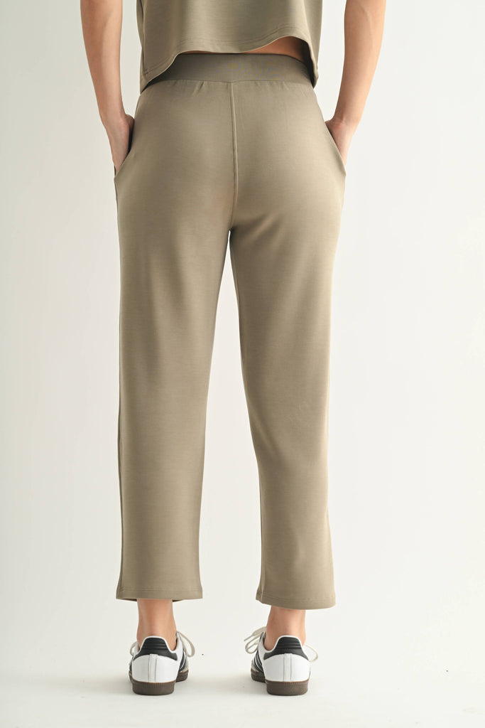 Laguna Soft Drape Cropped Pants: WARM GREY