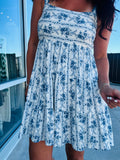 Stripe Floral Tiered Mini Dress
