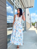 A Walk in the Country Smocked Midi Dress - Blue