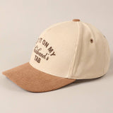 Put It On My Husband's Tab Corduroy Baseball Hat: Black