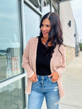 Striped Dolman Sleeve Open Cardi - Auburn