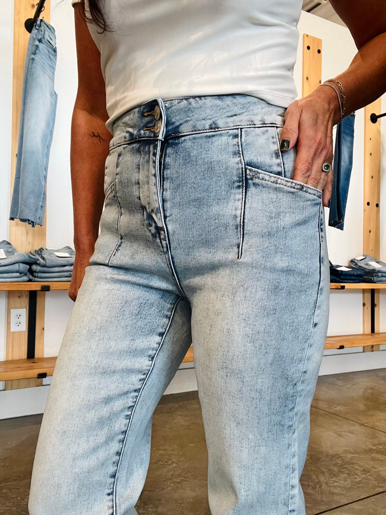 Mica High Rise Relaxed Flare With Double Button