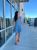 Chambray Button Down Tiered Mini Dress