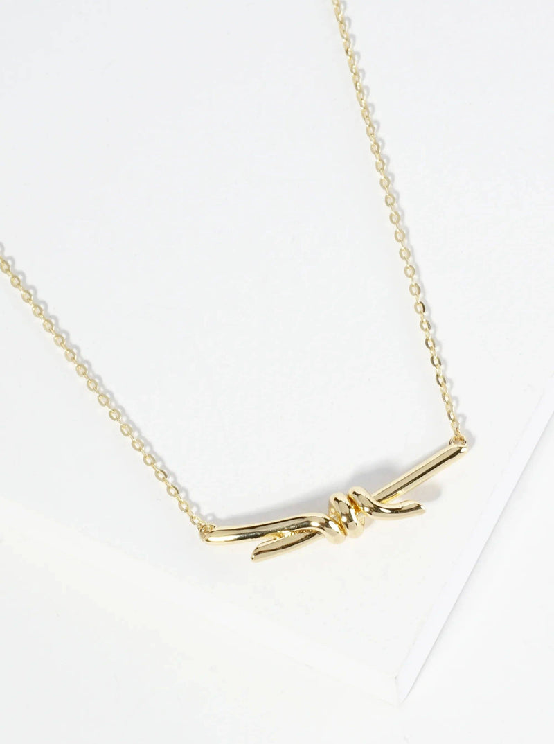 18K Gold Dipped 1 Inch Brass Knot Pendant Necklace: Gold