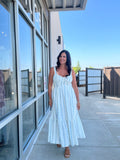 Floral Stripe Button Detail Maxi Dress