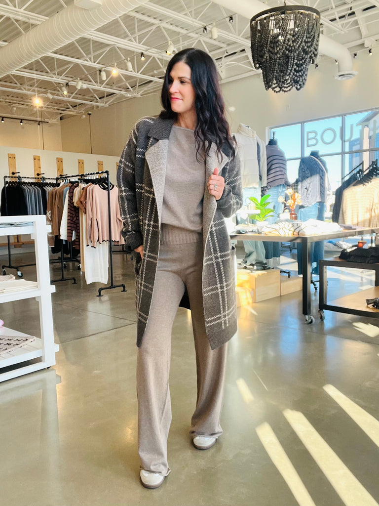 Plaid Jacquard Open Coatigan