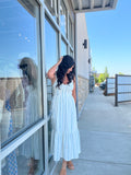 Floral Stripe Button Detail Maxi Dress