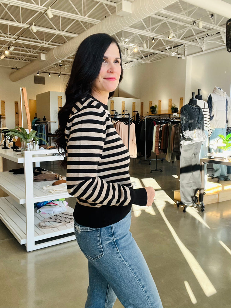 Classic Crew Sweater - Black/Taupe