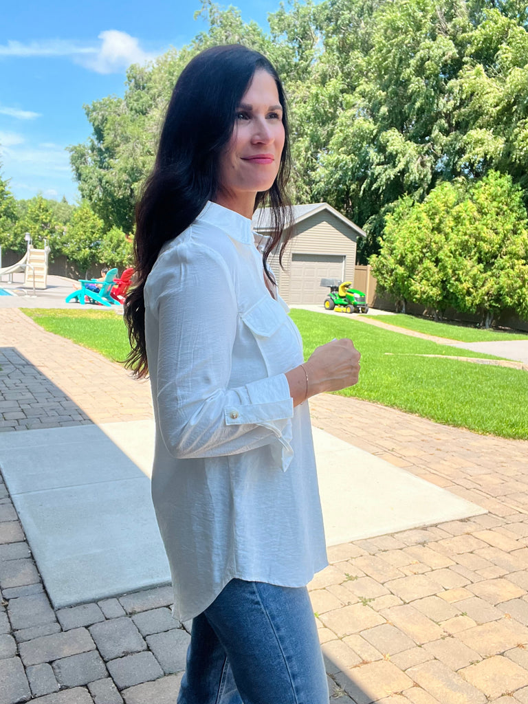 Tab Sleeve Button Down Shirt