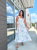A Walk in the Country Smocked Midi Dress - Blue