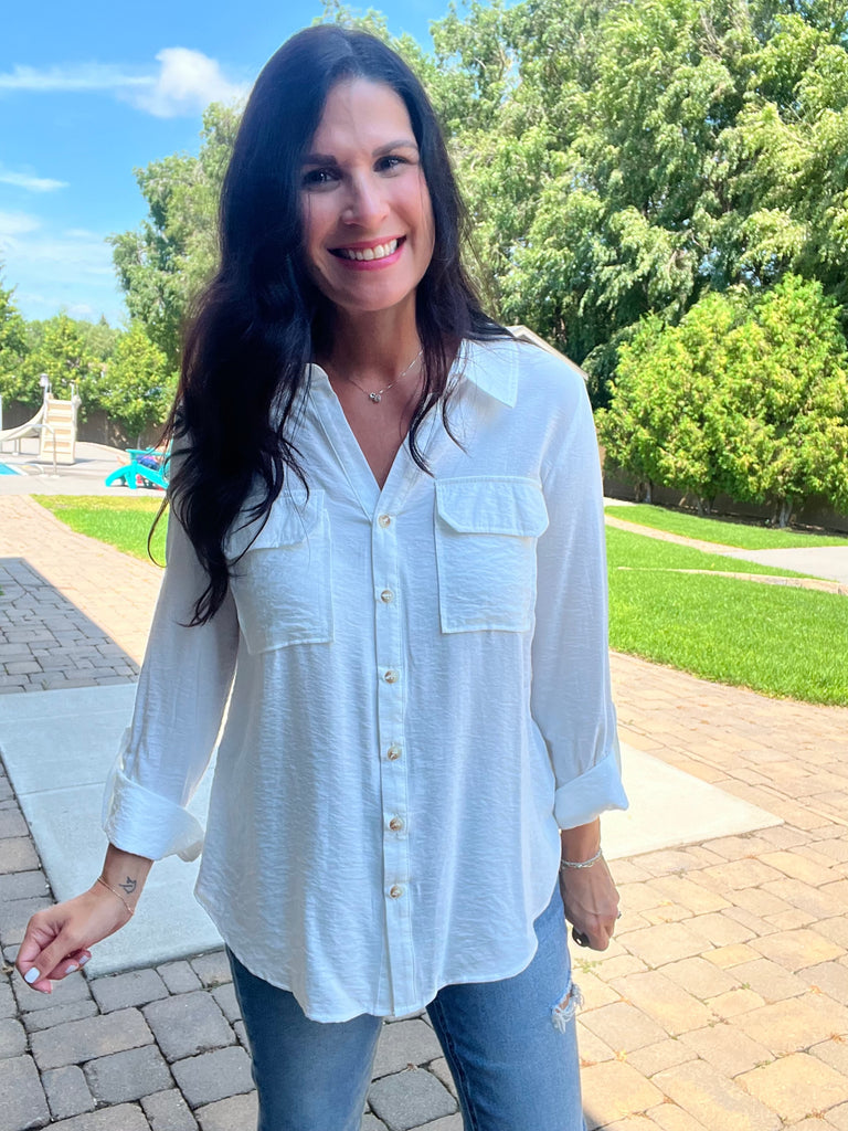 Tab Sleeve Button Down Shirt