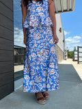 Silky Floral Banding Skirt