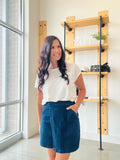 High Waist Wrap Denim Mini Skirt - Denim