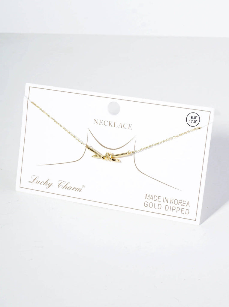 18K Gold Dipped 1 Inch Brass Knot Pendant Necklace: Gold