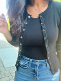 Snap Button Down Cardi - Black