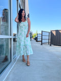 Floral Smocked Midi Dress - Dusty Mint