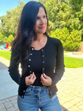 Snap Button Down Cardi - Black