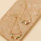 Chip Stone Beads Triangle Dangle Earrings - Neutral