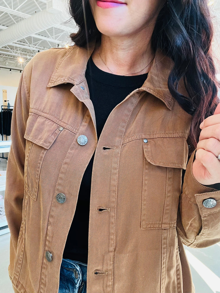 Tencel Button Up Jacket - Clay