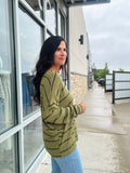 Stripe Long Sleeve Knit Top - Olive