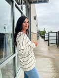 Stripe Long Sleeve Knit Top - Ivory