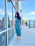 Sleeveless Midi Dress in Dark Green