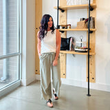 Tencel Wide Leg Crop Pants - Fern