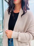 Chunky Ribbed Raw Seam Cardi - Natural