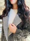 Plaid Jacquard Open Coatigan